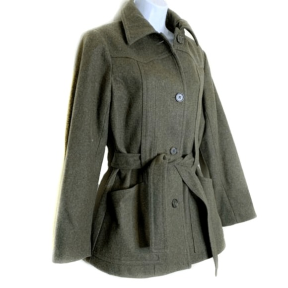 J. Crew Jackets & Blazers - J. CREW Belted Wool Button Up Coat Moss Green